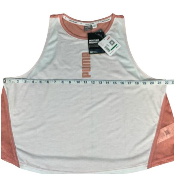 Puma Modern Sports Women's Tank White Pink Mesh Back Polyester NWT Size Large - Picture 7 of 9